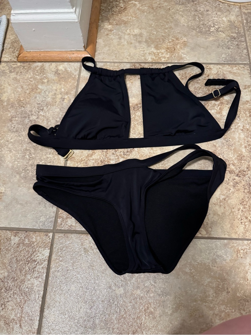 Adore Me Black Cutout Halter Bikini Set